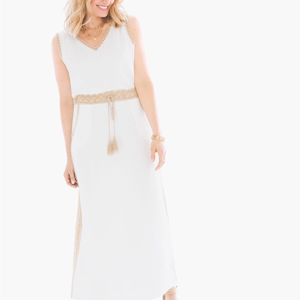 (4 for $20) CHICO’S Gauze and Crochet Dress Sz 0.5 (6)